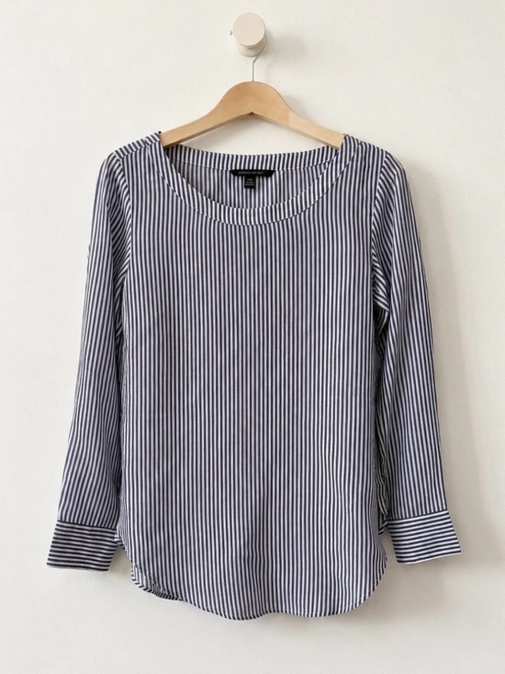 Banana Republic Striped Long-Sleeve Boatneck Top - Navy & White